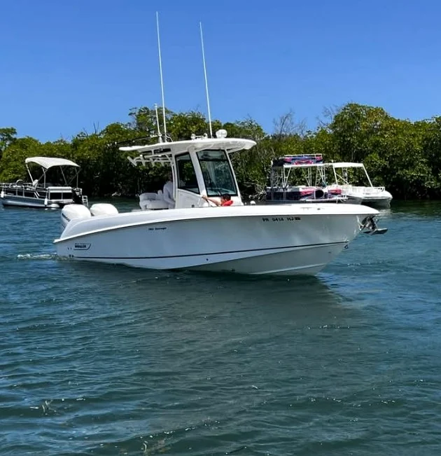 Center-console boat underway in La Parguera