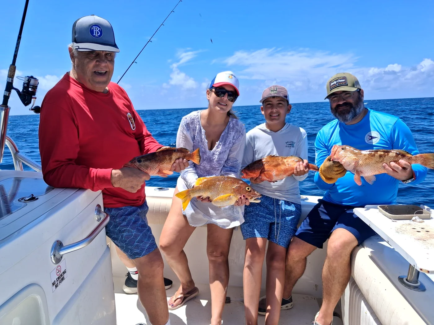 Family fishing with a mixed catch